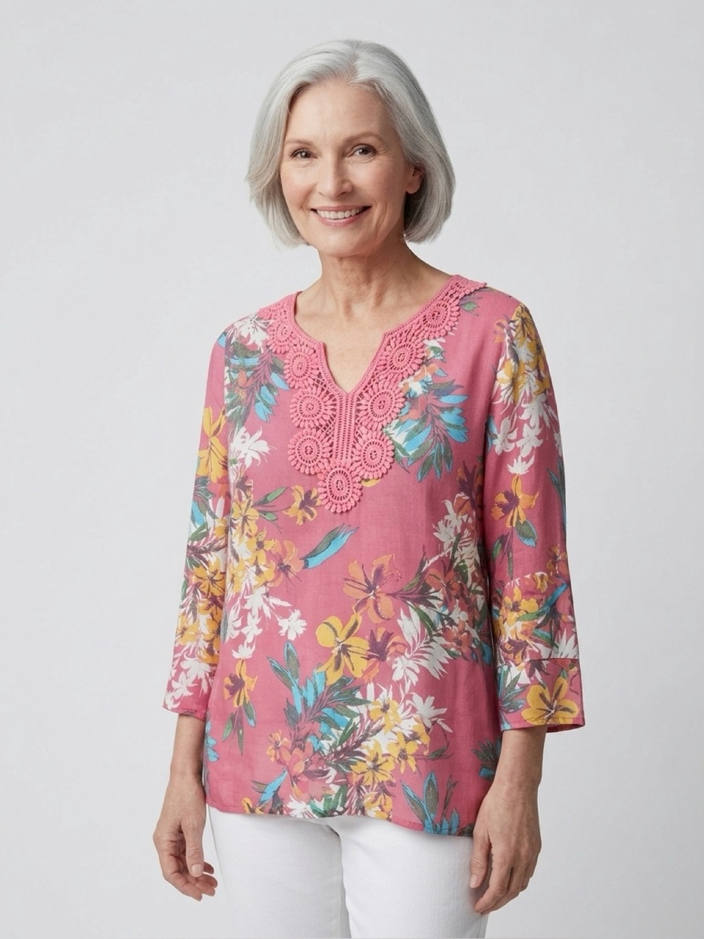 Spense Pink Floral Women's Blouse